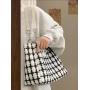 Bolsos New Fashion Ladies Tote Bag Pearl Chain Large Capacity Handbag Canvas Zipper Single Shoulder  Bag