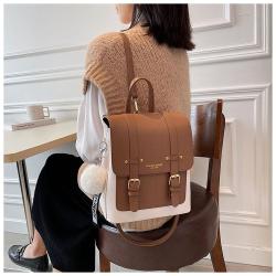 ZR375 New Women's Bag Backpack Girl Pleasure PU Leather Waterproof Schoolbag Female Versatile Zipper Travel Bag