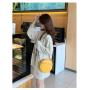 HR491 Women's Retro Small Round Bag Fashion and Versatile Single Shoulder Bag PU Niche Embroidered Handheld Messenger Bag