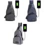 HR114 Hot Sale Simple Men's Oxford Backpack USB Charge Vertical Square Shape Travel Chest Bag Fashion Shoulder Messenger Bag