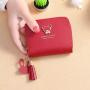 New fashion pu leather ladies wallet female short cartoon cute bear tassel female student coin purse woman wallets