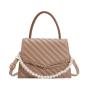 Pearl Chain Ladies Handbags Women Bag Pure Color Pu Women Shoulder Bag Diamond Lattice Fashion Women Bags JY220820