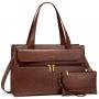 LOVEVOOK 15.6 in Vintage Leather Computer Bag Briefcase Office Business Handbag for Women Work Tote Laptop Bag with Clutch Purse
