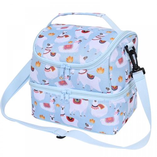 Best Quality Custom Cartoon Prints Cute Reusable Portable 2 Layer Insulated Lunch Box Thermal Cooler Bags For School Kids Girls