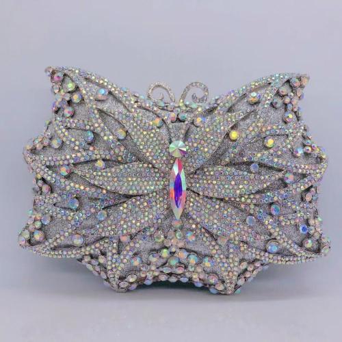 New arrival crystal Rhinestone Butterfly Purse Bag with diamond set dinner party Champagne Butterfly purse evening bag in stock