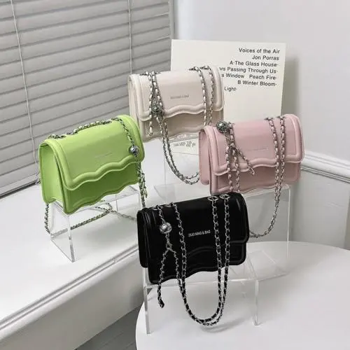 Wavy Pattern Small Square Para Mujeres Bolso Bolsas Pu Leather Crossbody Bags For Women Chain Single Shoulder Taschen CY135
