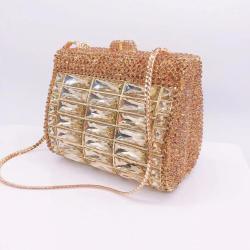 New diamond-encrusted dinner party bag Glass rhinestone dinner party clutch bag Rhinestone clutch purse evening bag