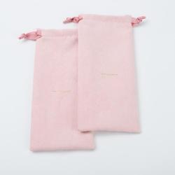 Wholesale Hot Stamping Suede Pouch Drawstring Dust Bag Pink Suede Gift Bag For Jewelry