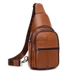 ZWY187 Men Genuine Leather Business Chest Bag Daily Casual Travel Crossbody Bag Lightweight Waterproof New Cell Phone Chest Bag