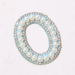 Stock New Blue Alphabet Embroidered Applique Diamond Colorful Letter Stick on Party Gift Self Adhesive Pearl Rhinestone patch