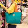 ZX056 Recycled Solid Color Foldable Shopping Bag Waterproof Grocery Washable Tote Bag Storage Picnic Camping Bag For Women