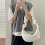 Casual diamond nylon crossbody bag soft meniscus shoulder handbag for woman New design Ruched luxury messenger bags