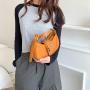 Retro PU Leather Handbag Luxury Denim Blue Designer Hand Bag Wool Joining Leather Ladies Underarm Shoulder Bag