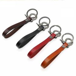 Custom Genuine Leather Key Holder Popular Handmade Vintage Leather Key Chain Finger Smart Leather Car Holder Organizer