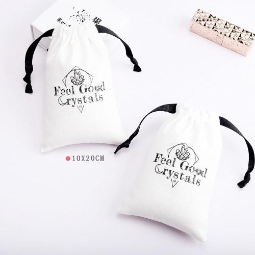 White Cosmetic Dust Drawstring Bag Wedding Favor Gift Jewelry Cotton Bags With Logo Custom Boushed Canvas Drawstring Bag