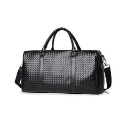 custom logo pu leather travel bag luxury woven men overnight gym bag duffel bag sac de voyage homme