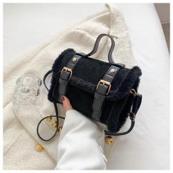 CCF299 Winter Faux Fur Handbag Designer Small Soft Plush Crossbody Bags for Women Fashion Wide Strap Women Shoulder Bag Mini Bag