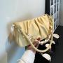 Small Design New Style Europe America Fashion Woman's Bag  Summer Chain Pu Leather Underarm Bag Popular High Sense Pleated Bag