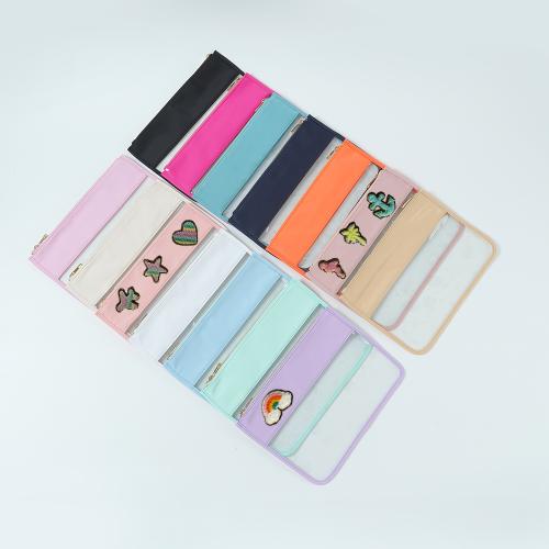 Hot Selling Colorful Clear PVC Cosmetic Pouch Bag Women Personalized Patch Small Nylon Transparent Zipper Makeup Bag