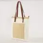 Custom Low MOQ Beige With Inner Pockets High Quality Zipper Long Handle Premium Work Large College Canvas and Leather Bags