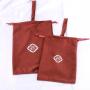 Recyclable Custom Logo Printed Brown Velvet Drawstring Clothes Shoe Dust Bag Packing Pouch Soft Luxury Velvet Shopping Gift Bag
