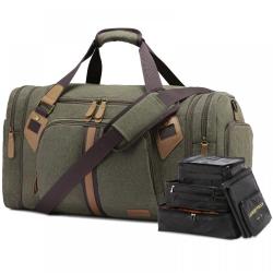 LOVEVOOK Custom Design Canvas overnight bags Large Expandable weekender Travel Bag 7pcs men Duffel Bag With Shoes Compartment