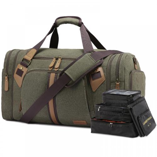 LOVEVOOK Custom Design Canvas overnight bags Large Expandable weekender Travel Bag 7pcs men Duffel Bag With Shoes Compartment