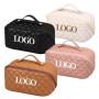 private label quilted makeup bags with handle portable travel wash bag storage cosmetic bags for girls