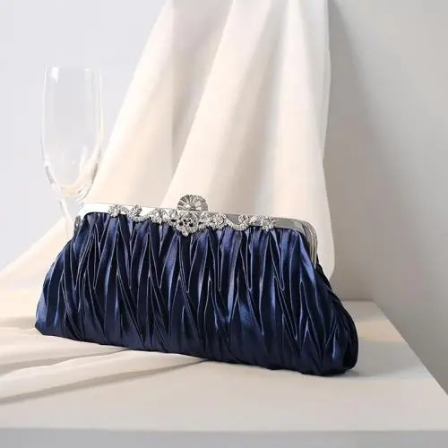 Manufacturer's direct sales wrinkle satin clutch bag ladies handbag wedding party evening bags women's clutch bag