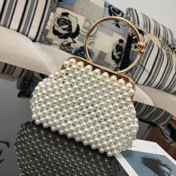 Popular bridal wedding handbags for women luxury handwoven embroidered evening dress bag evening bags pearl handbag