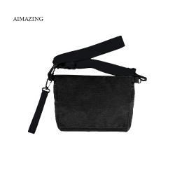 Black Utility Bag Smell Proof Messenger Bag Zip Accessories Bag with Carbon Lining