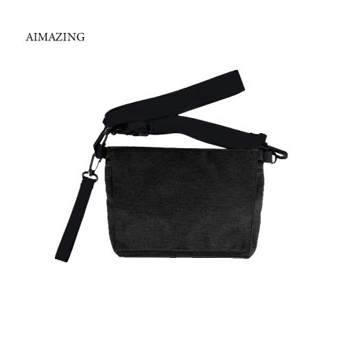 Black Utility Bag Smell Proof Messenger Bag Zip Accessories Bag with Carbon Lining
