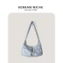 External Pocket Drawstring Shopping Bag Japanese Nylon Women Large Capacity Classic Tote Bag Shoulder Bags