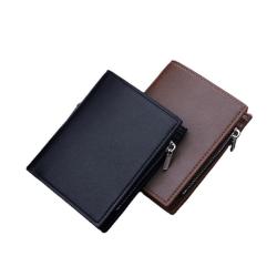 Short men's thick zippered multi slot leather clip