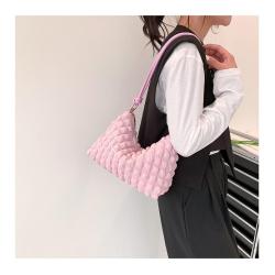 HR255 Women's Minimalist Temperament Gentle Soft Bag Nylon Pleated Underarm Bag Women's New Shoulder Crossbody Small Square Bag