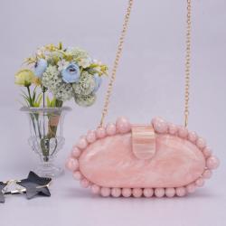 Bulk Wholesale Oval Fashion Crossbody Shoulder Bag Purse Handbags Woman Pink Evening Clutch Bag 2024 New Acrylic Bags