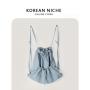 2024 Korean nylon casual shoulder bag lightweight nylon schoolbag drawstring double layer backpack for girls
