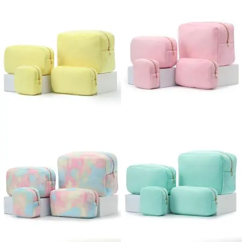 keymay No Moq Available 4 sizes variety Colors Terry Custom Makeup Bags For Kids Travel Cosmetic Bag Toiletry Bag