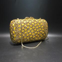 Luxury hollow metal women party bag handmade rhinestone purse wedding bags elegant gold evening clutch bags