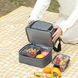 BSCI factory customized logo printed promotional business lunch storage bag two layers insulated cooler bag