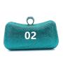 Factory wholesale chain ladies shoulder bags metal box rhinestone purse blue clutch evening bag green crystal bag women handbags pochette femme
