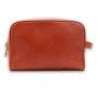 Portable travel cosmetic bag for men custom premium genuine leather makeup bag organizer with double zipper