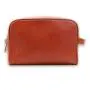 Portable travel cosmetic bag for men custom premium genuine leather makeup bag organizer with double zipper