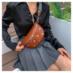 HR608 New Fashion Women Chest Bag Personalized Wide Shoulder Strap Crossbody Bag Cool Versatile Hardware Decoration Waist Bag