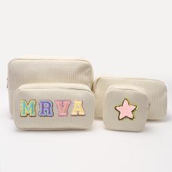 Low MOQ New Fashion Women Make Up Pouch Portable Travel Zipper Storage Toiletry Bag Corduroy Cosmetic Bag