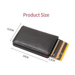 Leather Wallets Card Holder for Men Metal RFID Blocking Aluminum Automatic Ejection Money Cards Holder Gifts for Men Wallet
