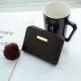 Fashionable Embroidered Women's Wallet with Short Fur Ball Coin Purse Single Strap Card Bag with Portable Chains for Ladies