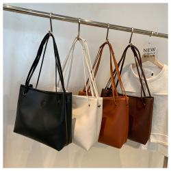 High Quality 2024 Lady Bucket Handbags New Shoulder Large Capacity Workplace Bag Crossbody Simple Shoulder Crossbody Bag PU Bag