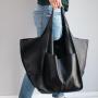 Classic Retro Women's Bags Simple Casual New Large Bag Soft Leather Large Capacity Shoulder Tote Bags PU Leather With Pockets