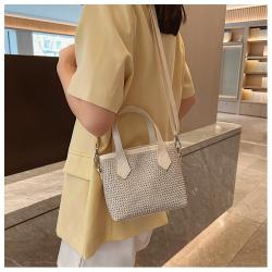 HR396 Hot Sale Diamond Simple Lightweight Handbag New Trend Women's Small Shoulder Crossbody Bag PU Leather Leisure Bucket Bag